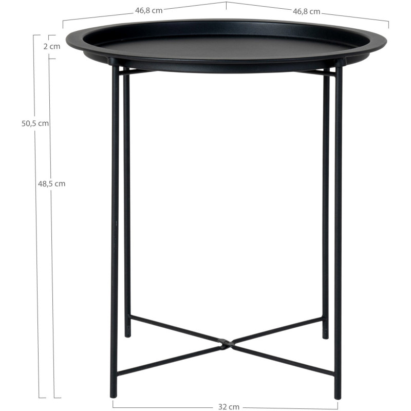 Table d'appoint moderne Ronde Métal Noir Bastia 