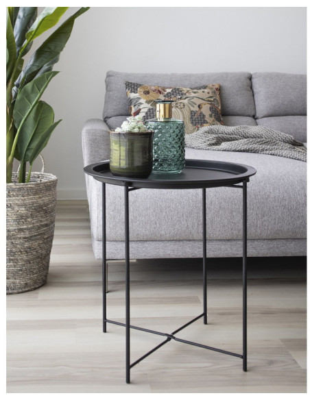 Table d'appoint moderne Ronde Métal Noir Bastia 