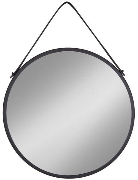 Miroir mural moderne à suspendre Rond 60x60 Métal Polyuréthane Noir Trapani 