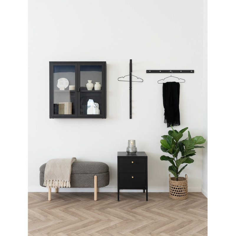 Porte manteaux mural moderne 5 crochets Bois de pin Noir Métal Argenté Padova House Nordic - 4