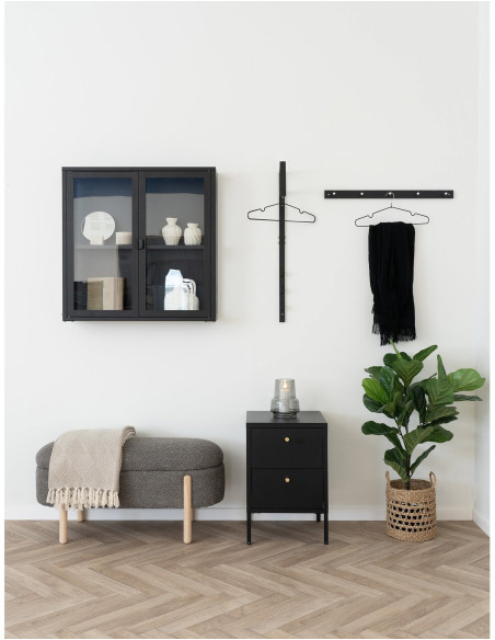 Porte manteaux mural moderne 5 crochets Bois de pin Noir Métal Argenté Padova House Nordic - 4