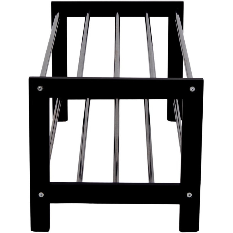 Étagère à chaussures moderne 2 niveaux Bois de peuplier Noir Métal Argenté Padova 