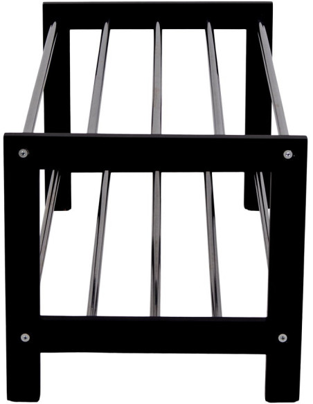 Étagère à chaussures moderne 2 niveaux Bois de peuplier Noir Métal Argenté Padova 