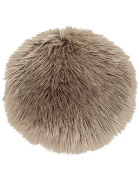 Coussin Peau de mouton poils longs Rond 35x35 Fausse fourrure Marron clair Lambskin 