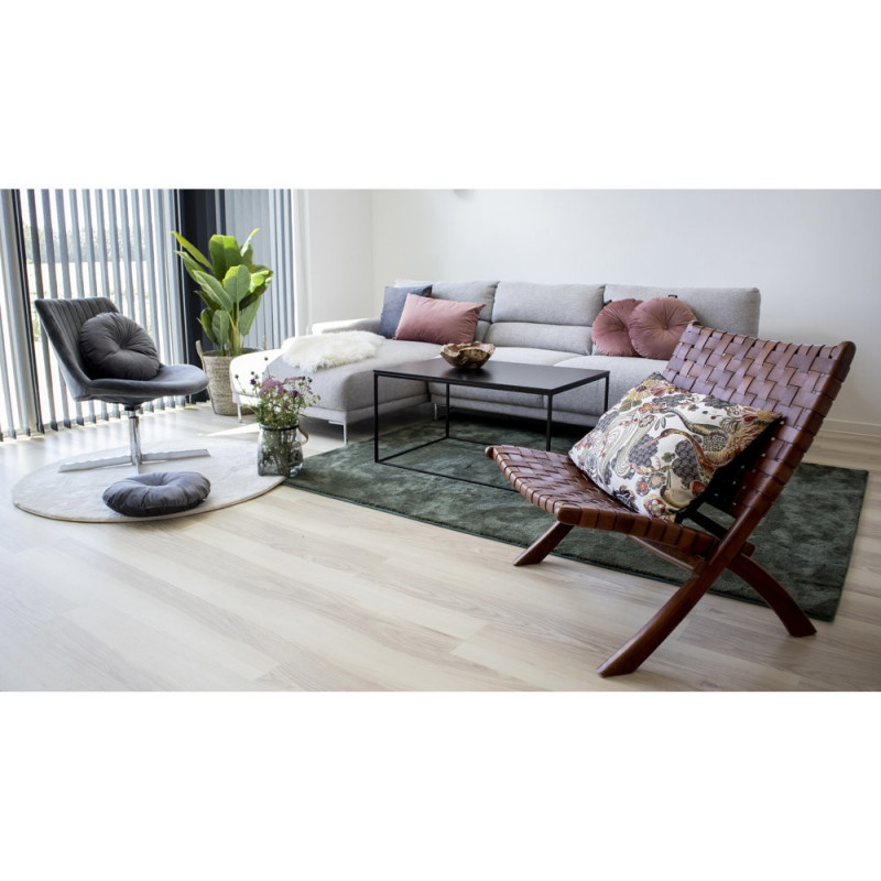 Fauteuil détente bas Cuir véritable Marron Bois de teck Naturel Perugia House Nordic - 8