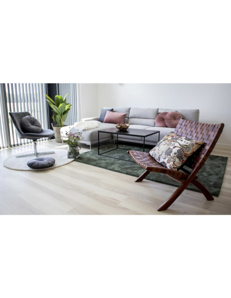Fauteuil détente bas Cuir véritable Marron Bois de teck Naturel Perugia House Nordic - 8