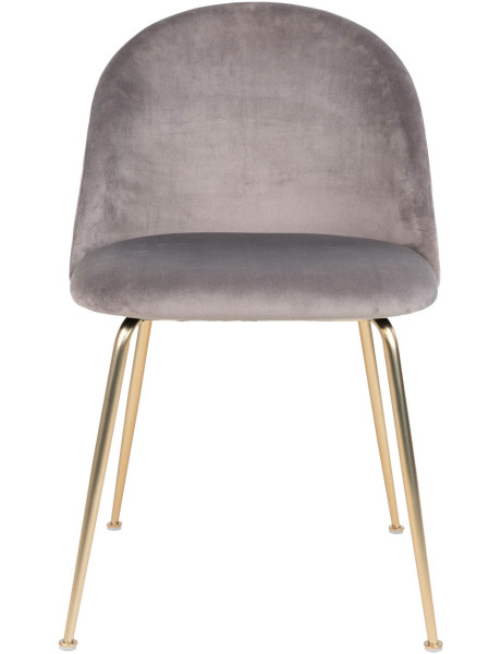 Chaise moderne arrondie Velours Gris Métal Doré Effet laiton Geneve (Lot de 2) 