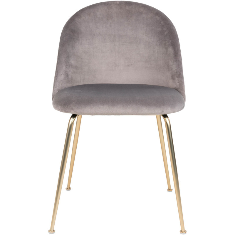 Chaise moderne arrondie Velours Gris Métal Doré Effet laiton Geneve (Lot de 2) 