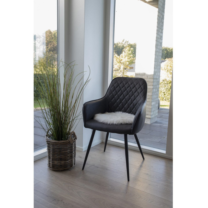 Coussin Peau de mouton poils longs Rond 35x35 Fausse fourrure Blanc Lambskin 