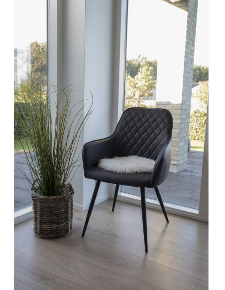 Coussin Peau de mouton poils longs Rond 35x35 Fausse fourrure Blanc Lambskin 