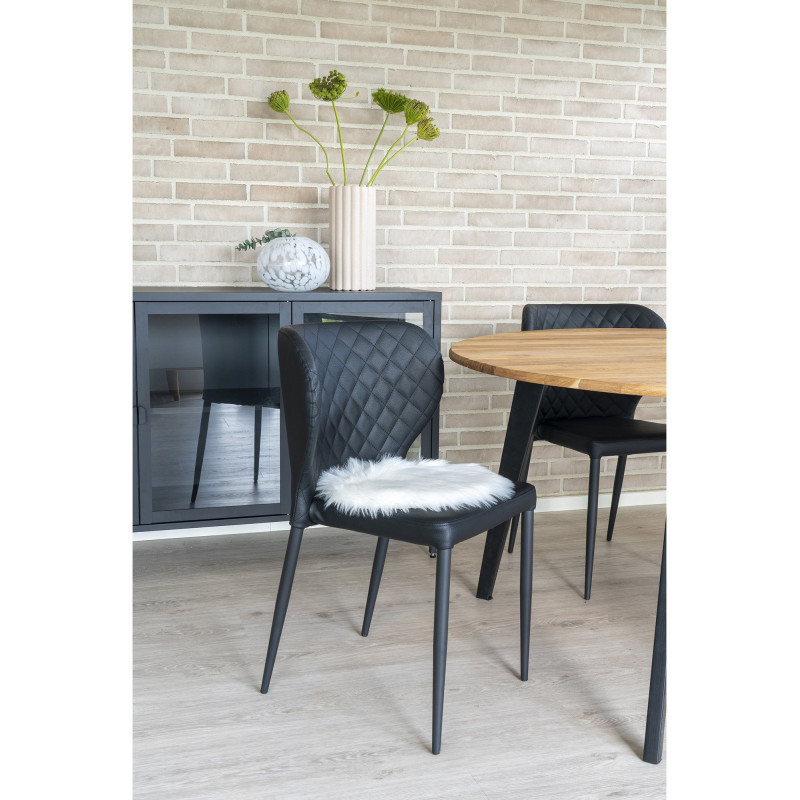 Coussin Peau de mouton poils longs Rond 35x35 Fausse fourrure Blanc Lambskin 