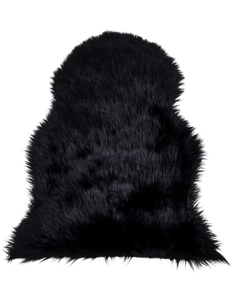 Peau de mouton poils longs 50x85 Fausse fourrure Noir Lambskin 