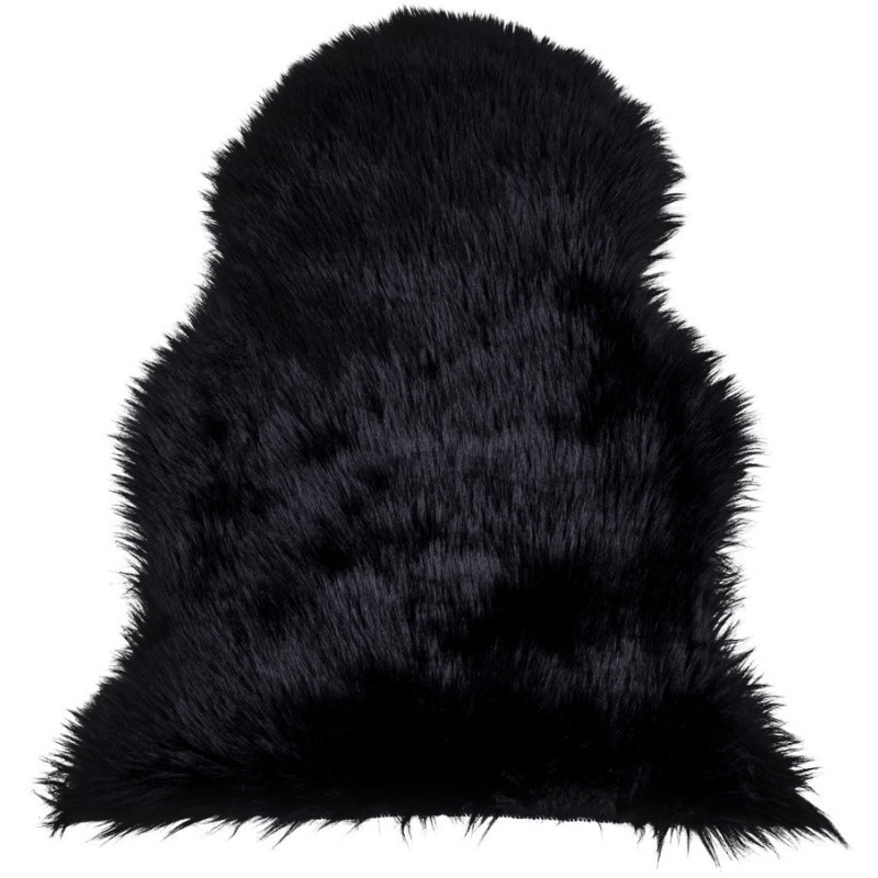 Peau de mouton poils longs 50x85 Fausse fourrure Noir Lambskin 