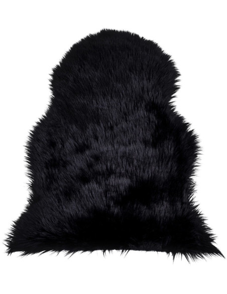 Peau de mouton poils longs 50x85 Fausse fourrure Noir Lambskin 