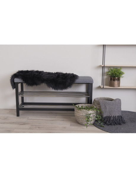 Peau de mouton poils longs 50x85 Fausse fourrure Noir Lambskin 