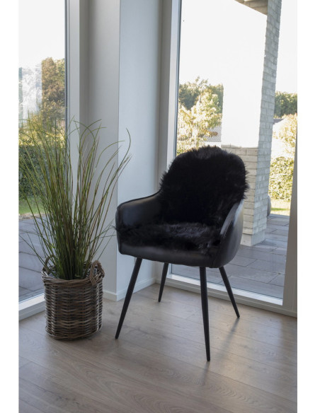 Peau de mouton poils longs 50x85 Fausse fourrure Noir Lambskin 