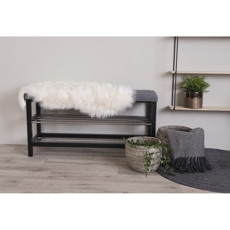 Peau de mouton poils longs 50x85 Fausse fourrure Blanc ivoire Lambskin 