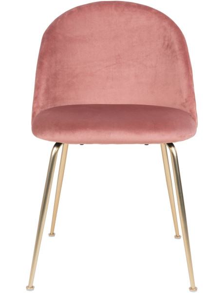 Chaise moderne arrondie Velours Rose Métal Doré Effet laiton Geneve (Lot de 2) 