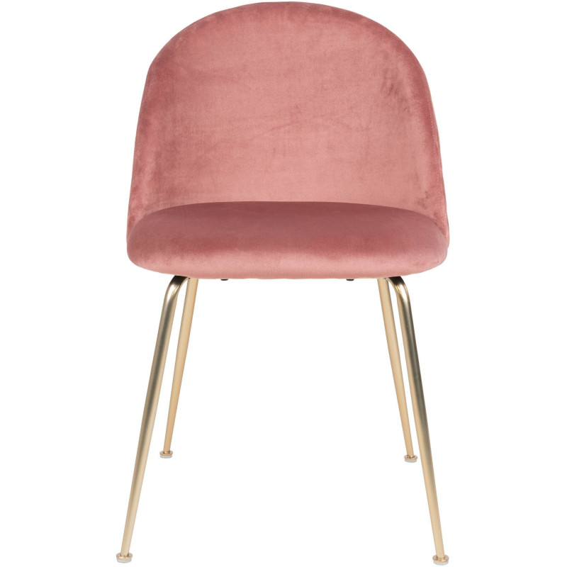 Chaise moderne arrondie Velours Rose Métal Doré Effet laiton Geneve (Lot de 2) 