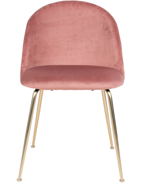 Chaise moderne arrondie Velours Rose Métal Doré Effet laiton Geneve (Lot de 2) 