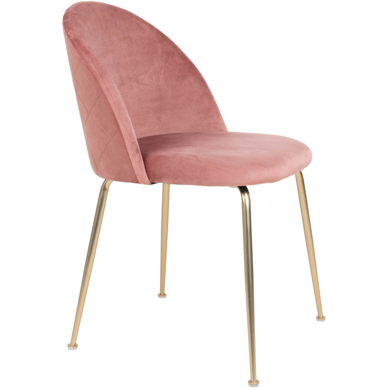 Chaise moderne arrondie Velours Rose Métal Doré Effet laiton Geneve (Lot de 2) 