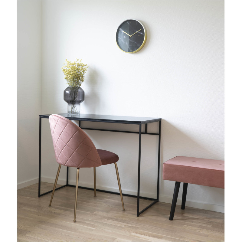 Chaise moderne arrondie Velours Rose Métal Doré Effet laiton Geneve (Lot de 2) 