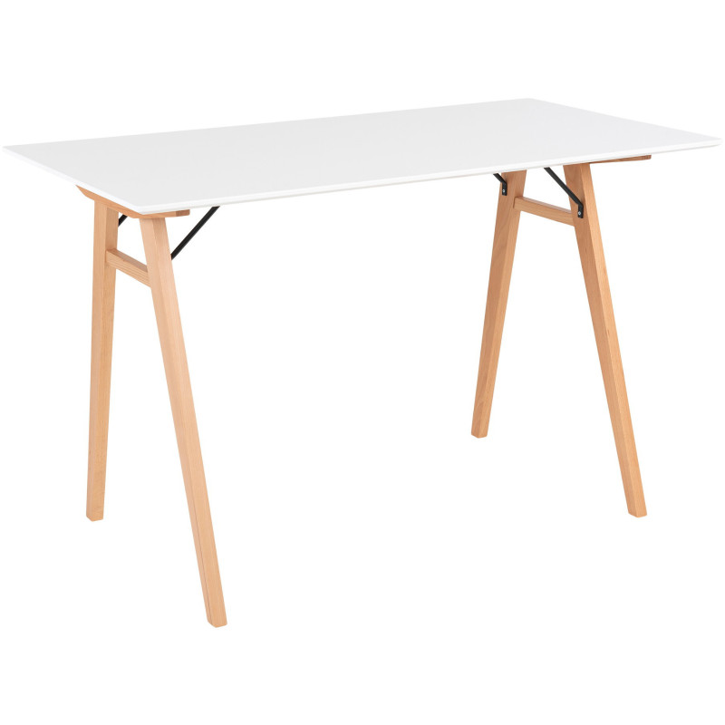 Bureau moderne scandinave Bois MDF Bois d'hévéa Blanc Naturel Vojens 