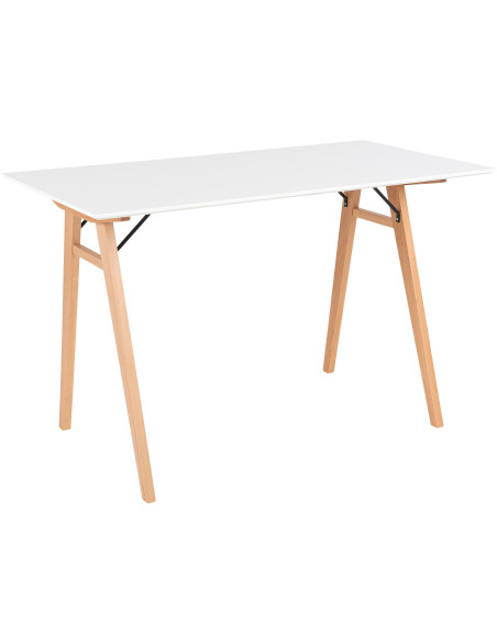 Bureau moderne scandinave Bois MDF Bois d'hévéa Blanc Naturel Vojens 