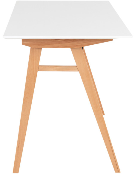 Bureau moderne scandinave Bois MDF Bois d'hévéa Blanc Naturel Vojens 