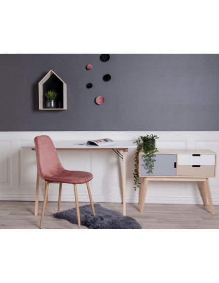 Bureau moderne scandinave Bois MDF Bois d'hévéa Blanc Naturel Vojens 