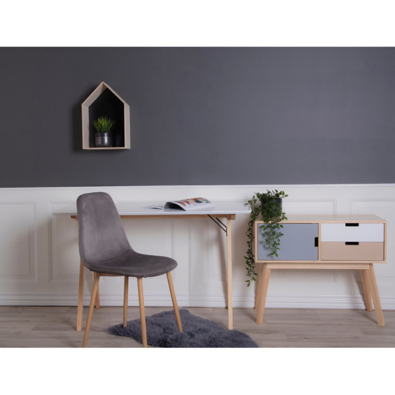 Bureau moderne scandinave Bois MDF Bois d'hévéa Blanc Naturel Vojens 