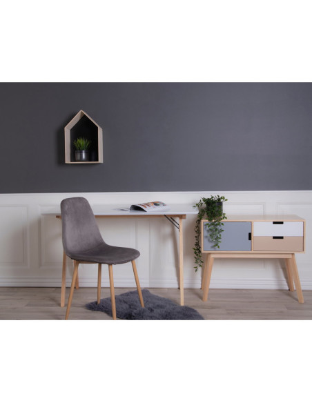 Bureau moderne scandinave Bois MDF Bois d'hévéa Blanc Naturel Vojens 