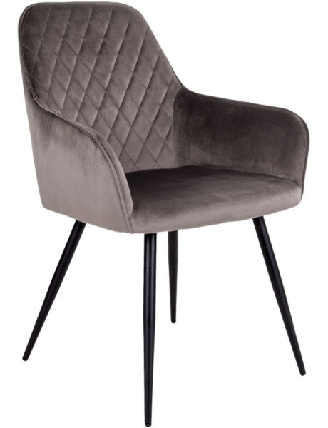 Fauteuil de table matelassé Velours Marron Métal Noir Harbo (Lot de 2) House Nordic - 1