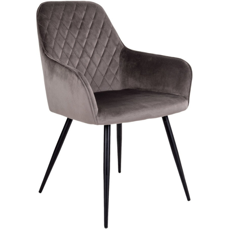 Fauteuil de table matelassé Velours Marron Métal Noir Harbo (Lot de 2) House Nordic - 1