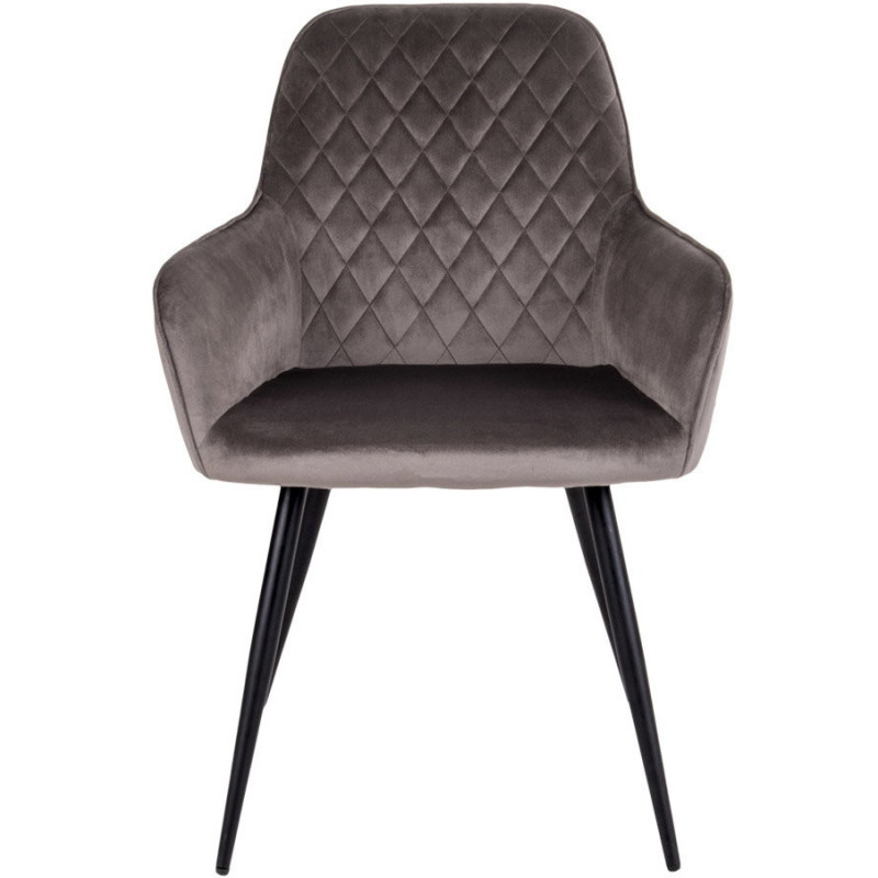 Fauteuil de table matelassé Velours Marron Métal Noir Harbo (Lot de 2) House Nordic - 2