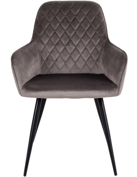 Fauteuil de table matelassé Velours Marron Métal Noir Harbo (Lot de 2) House Nordic - 2