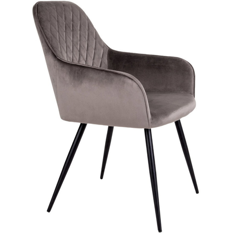 Fauteuil de table matelassé Velours Marron Métal Noir Harbo (Lot de 2) House Nordic - 3