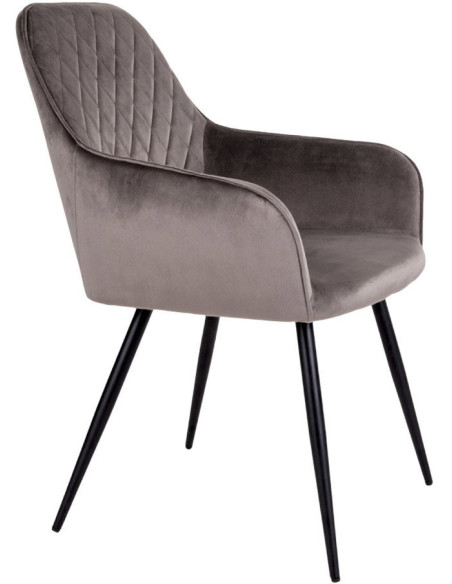 Fauteuil de table matelassé Velours Marron Métal Noir Harbo (Lot de 2) House Nordic - 3