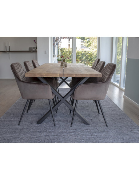 Fauteuil de table matelassé Velours Marron Métal Noir Harbo (Lot de 2) House Nordic - 6