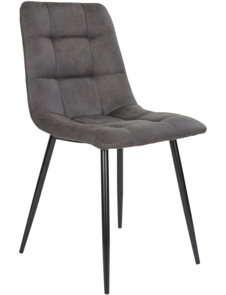 Chaise moderne matelassée Microfibre Gris foncé Métal Noir Middelfart (Lot de 2) 