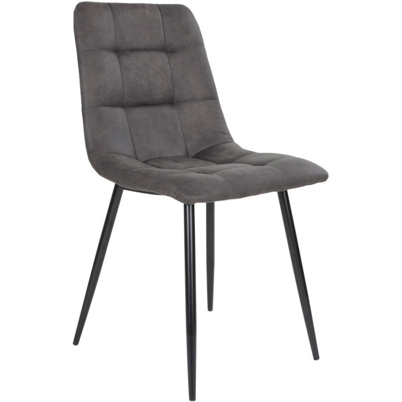 Chaise moderne matelassée Microfibre Gris foncé Métal Noir Middelfart (Lot de 2) 