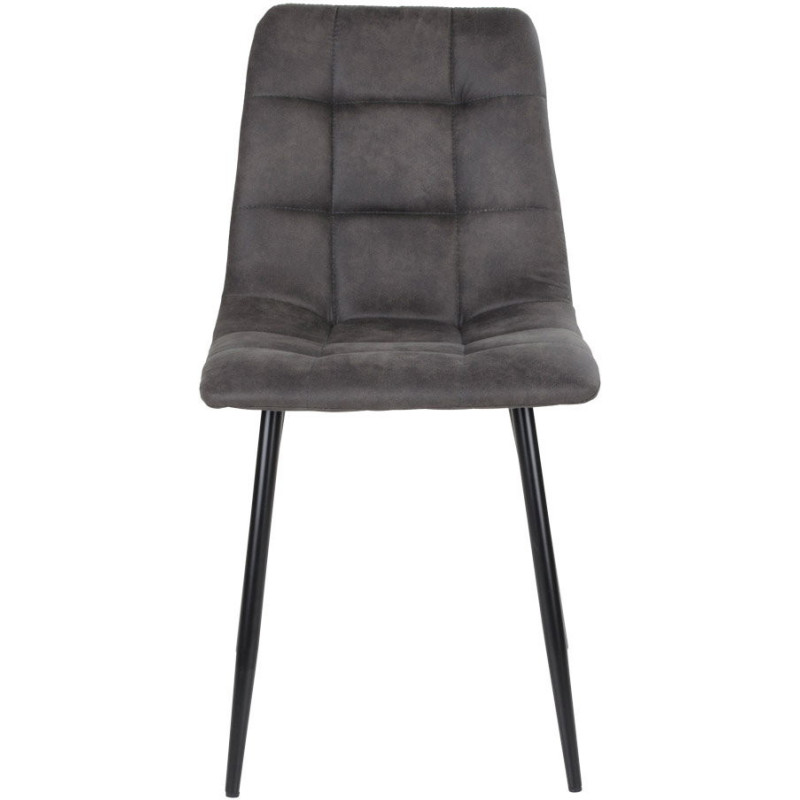 Chaise moderne matelassée Microfibre Gris foncé Métal Noir Middelfart (Lot de 2) 