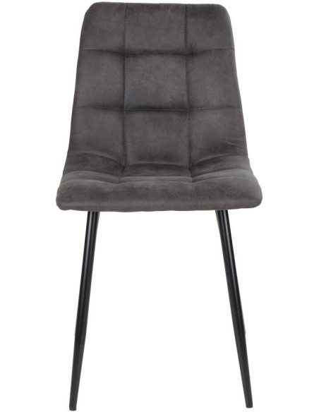 Chaise moderne matelassée Microfibre Gris foncé Métal Noir Middelfart (Lot de 2) 