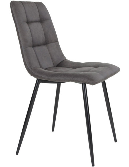 Chaise moderne matelassée Microfibre Gris foncé Métal Noir Middelfart (Lot de 2) 