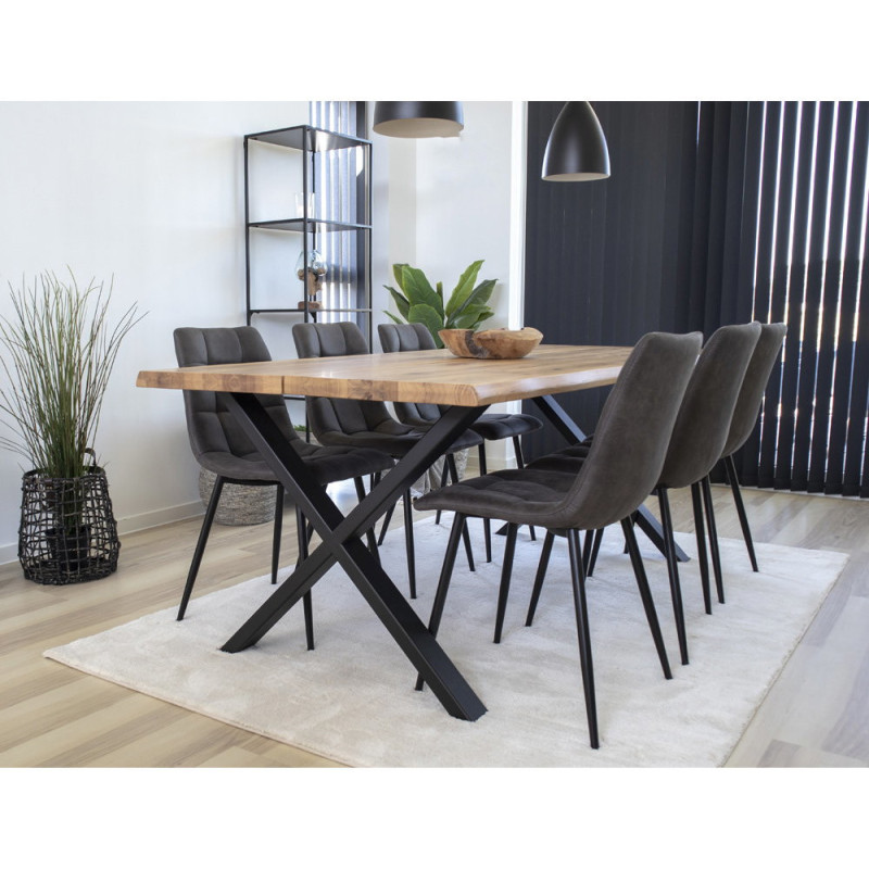 Chaise moderne matelassée Microfibre Gris foncé Métal Noir Middelfart (Lot de 2) 