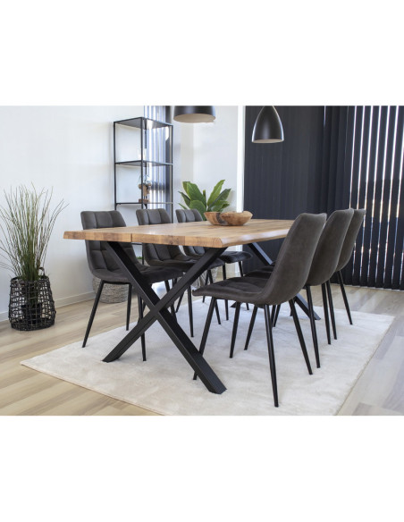 Chaise moderne matelassée Microfibre Gris foncé Métal Noir Middelfart (Lot de 2) 