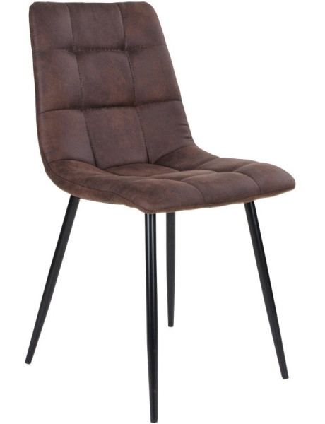 Chaise moderne matelassée Microfibre Marron foncé Métal Noir Middelfart (Lot de 2) 