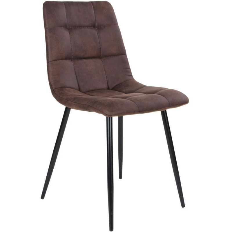 Chaise moderne matelassée Microfibre Marron foncé Métal Noir Middelfart (Lot de 2) 