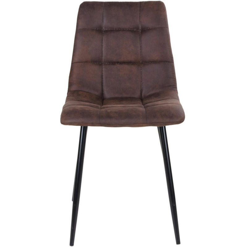 Chaise moderne matelassée Microfibre Marron foncé Métal Noir Middelfart (Lot de 2) 