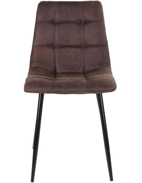 Chaise moderne matelassée Microfibre Marron foncé Métal Noir Middelfart (Lot de 2) 